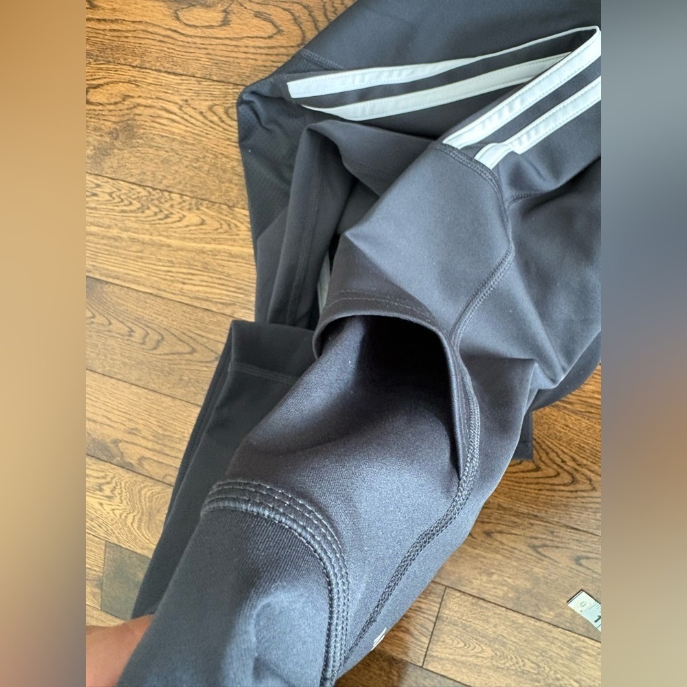 adidas Black Leggings with White Three-Stripe Side Panels Size Medium - Picture 10 of 10